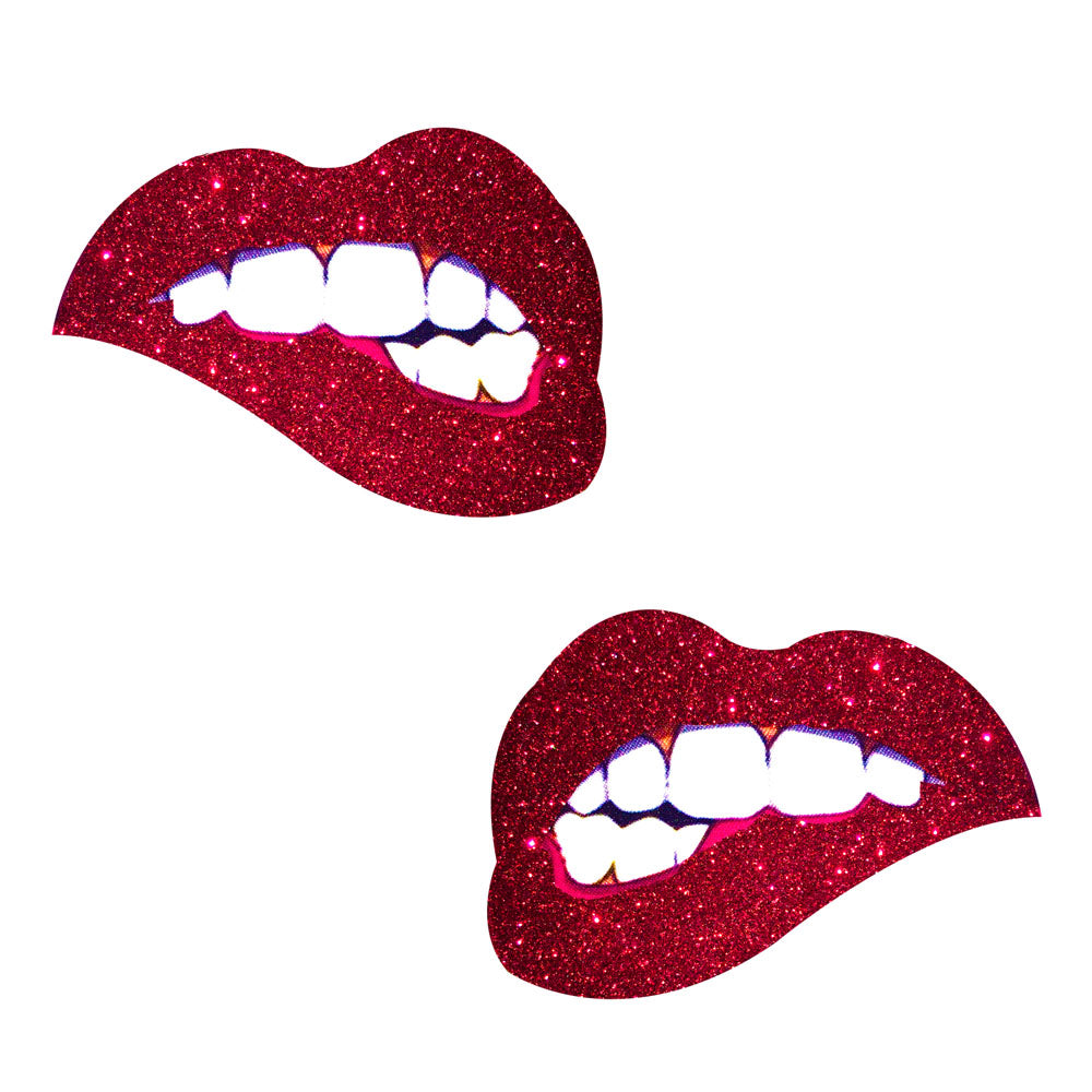 Freaking Awesome Red Glitter Lips Nipztix Pasties