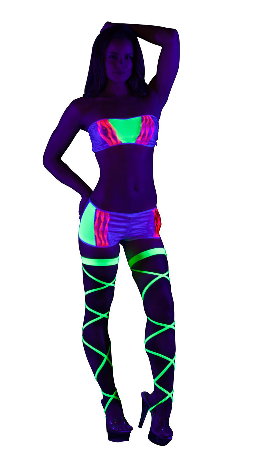 Short Set with Vinyl Strip Detail