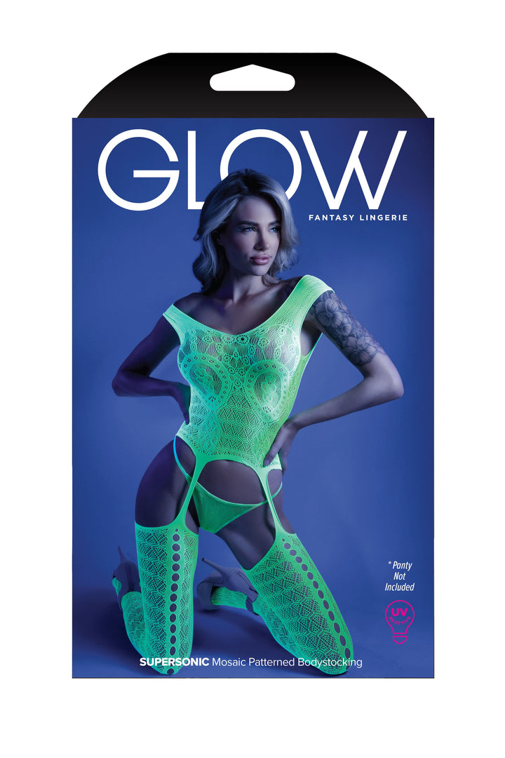 Supersonic Mosaic Patterned Bodystocking: Unleash Your Inner Seductress!