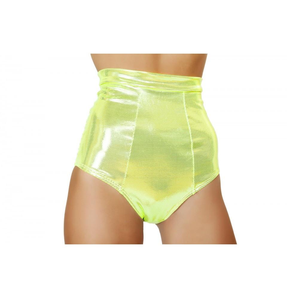 Silver High-Waisted Banded Shorts