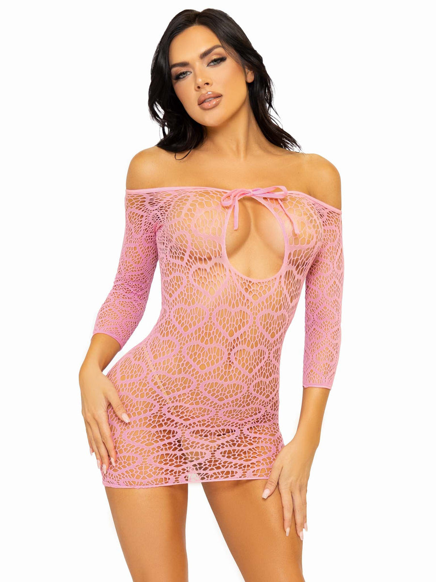 Seamless Heart Net Mini Dress