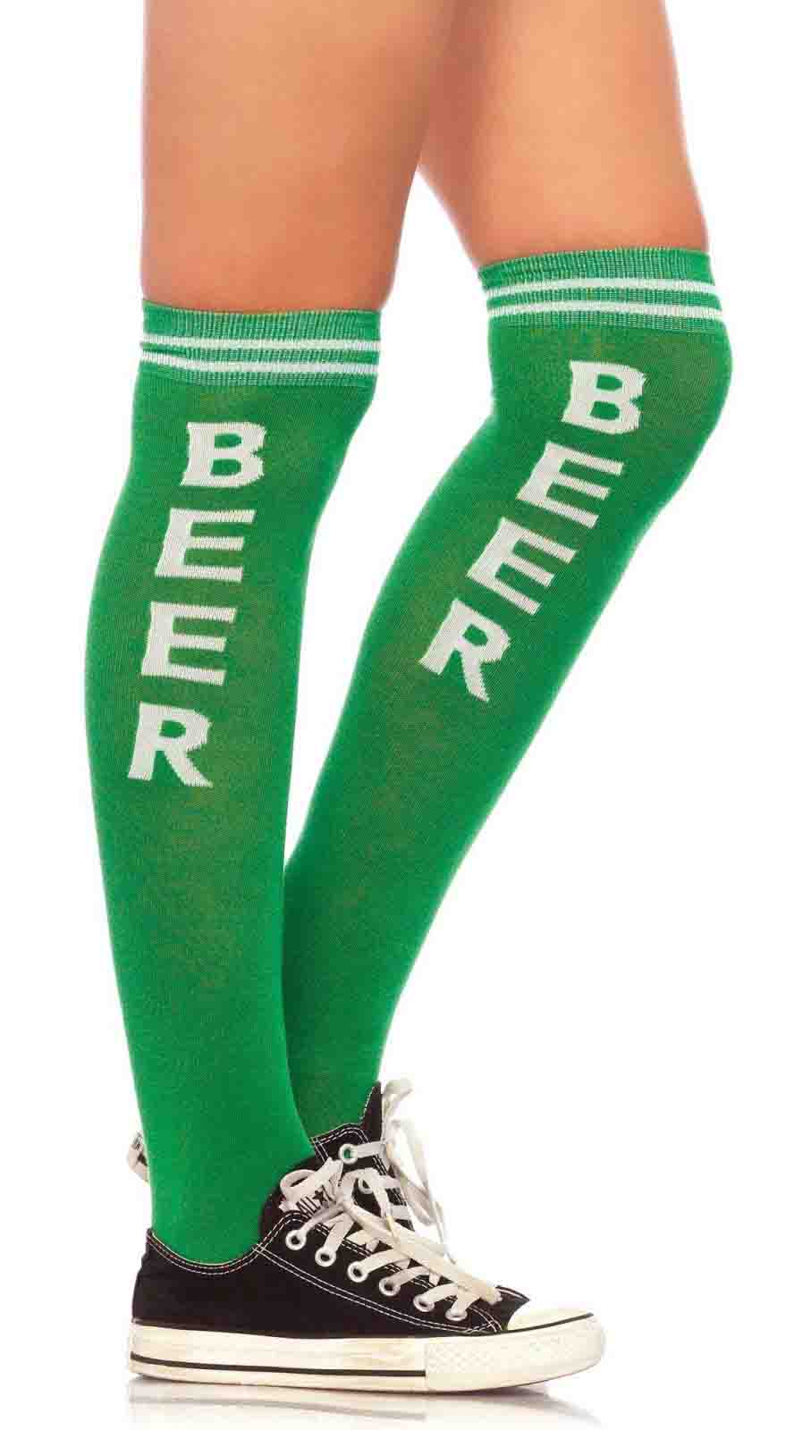Beer Time Athletic Knee High Socks - ElegantStripper