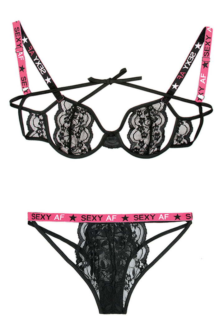Stretch Lace Cutout Bra & Panty Set