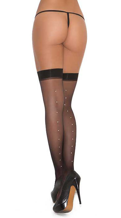 Sheer Thigh High With Rhinestone Back Seam