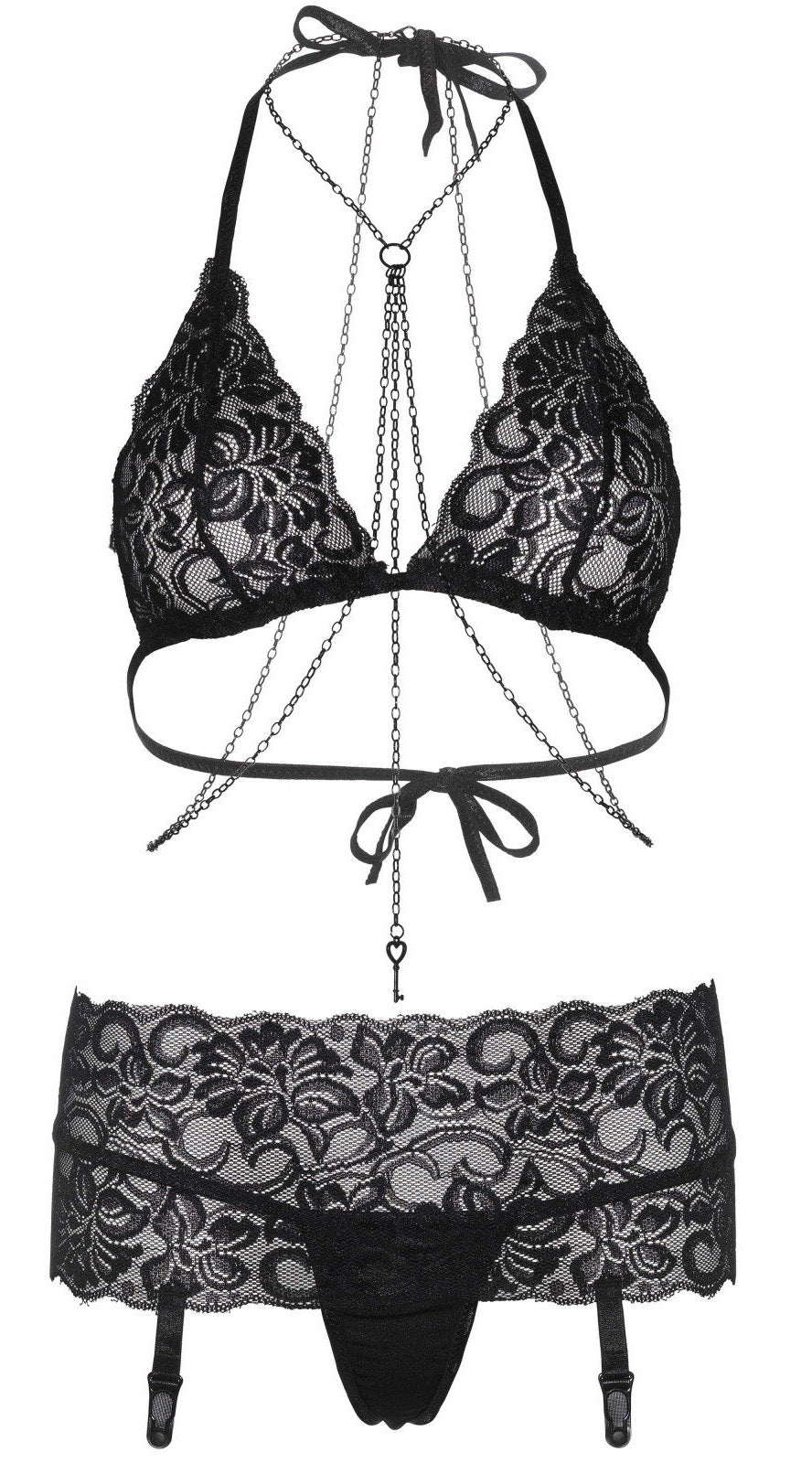 Three Piece Bliss Bra, Garter and G-String Set
