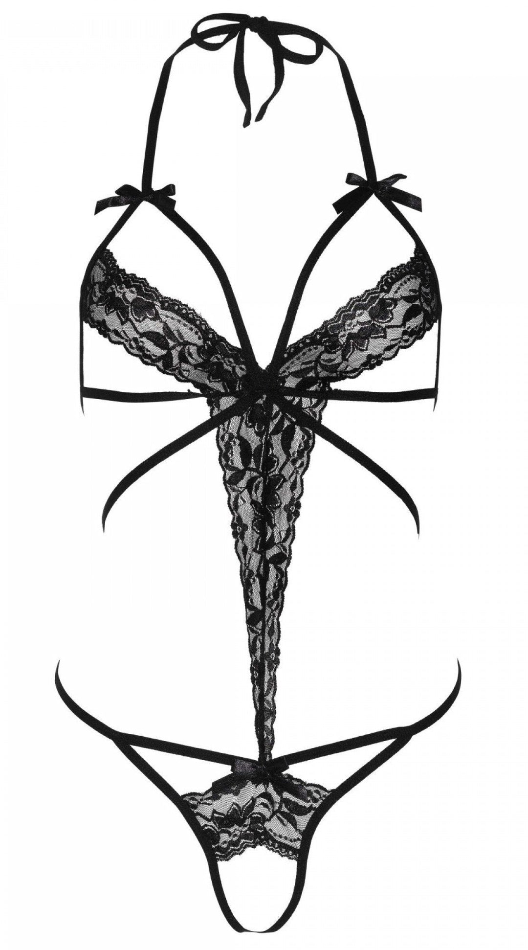 Two Piece Cage Strap Lace Teddy with Blindfold