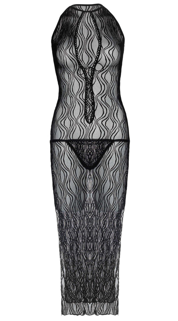 Two Piece Swirl Lace Long Gown and G-String