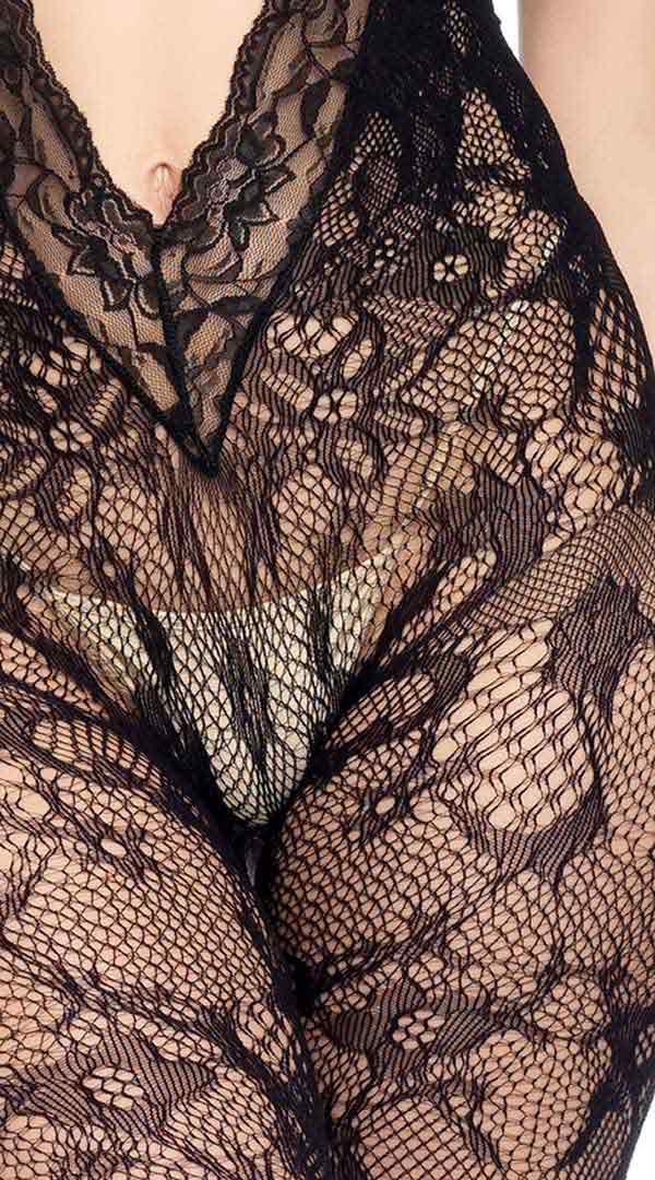 Lace Keyhole Bodystockings With Cheeky Cutout Bottom