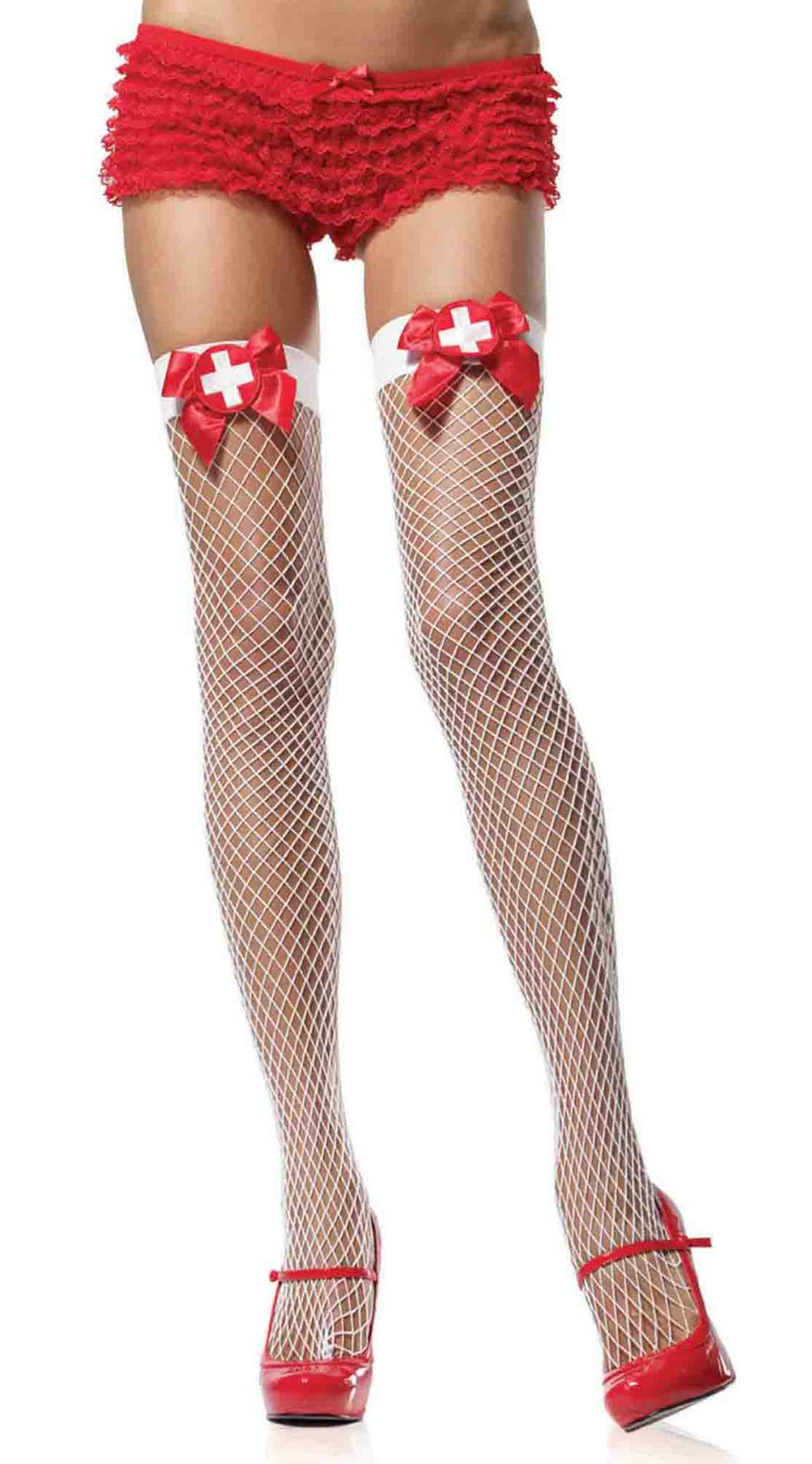 Nurse Badge Industrial Net Thigh Highs