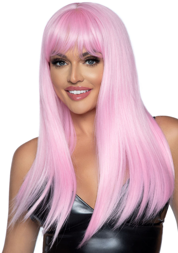 Pastel Pink 24" Long Straight Wig with Bangs - Feel Fabulous and Turn Heads!