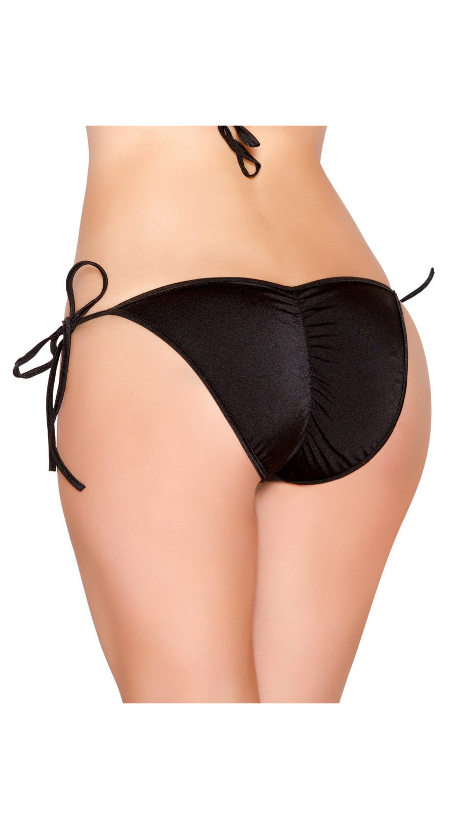 Black Tie Side Bikini Bottom with Pucker Back Detail