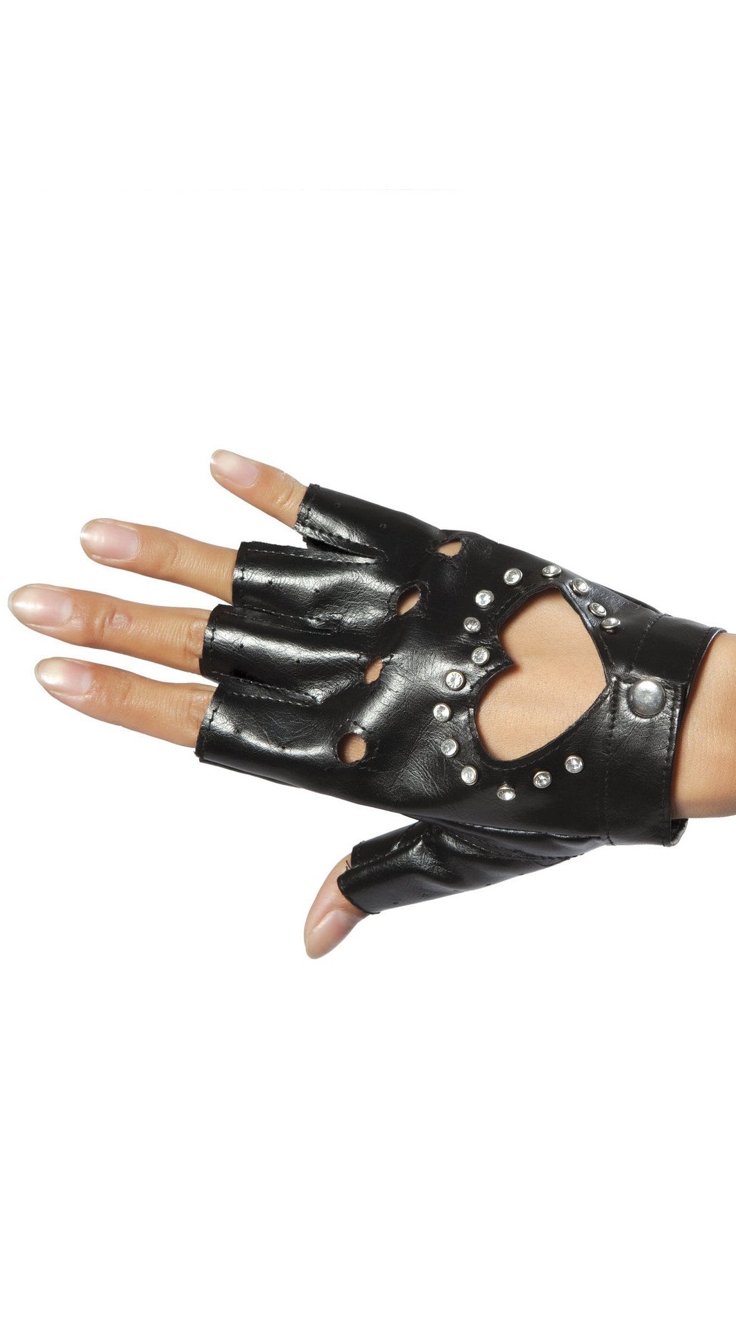 Pair of Gloves with Cut-out Heart and Stones