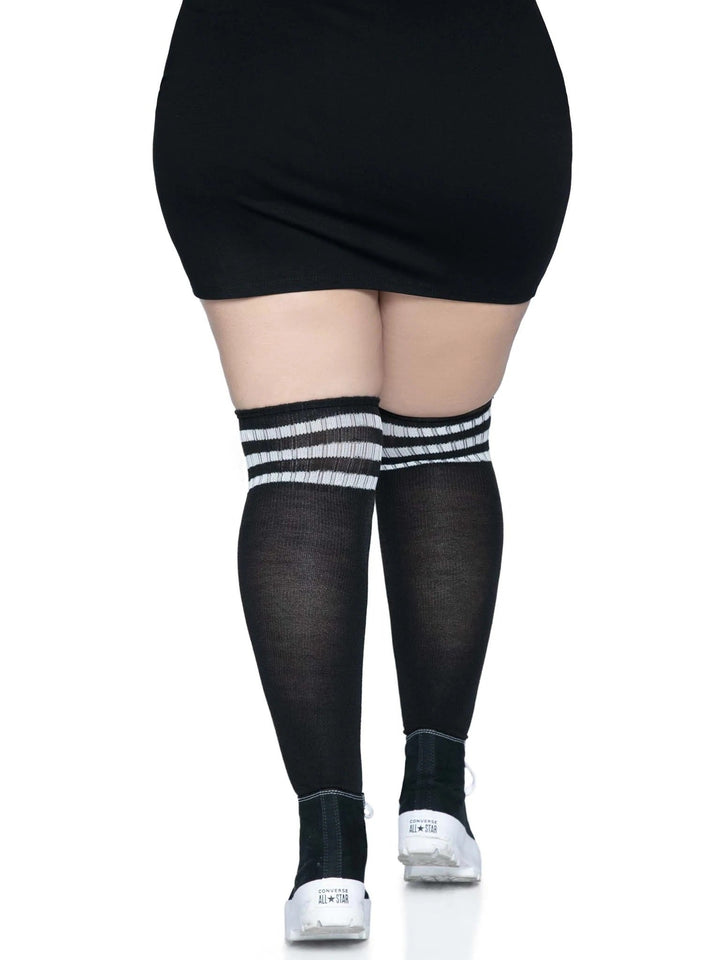 Kellee Plus Size Athletic Over Knee Socks: Sporty, Flirty, and Ultra Comfortable!