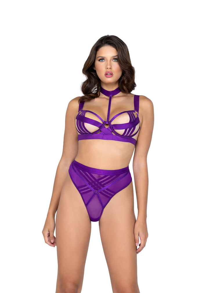 Bondage Stripe Choker Set: Flirty, Confident, and Sexy Lingerie Combo