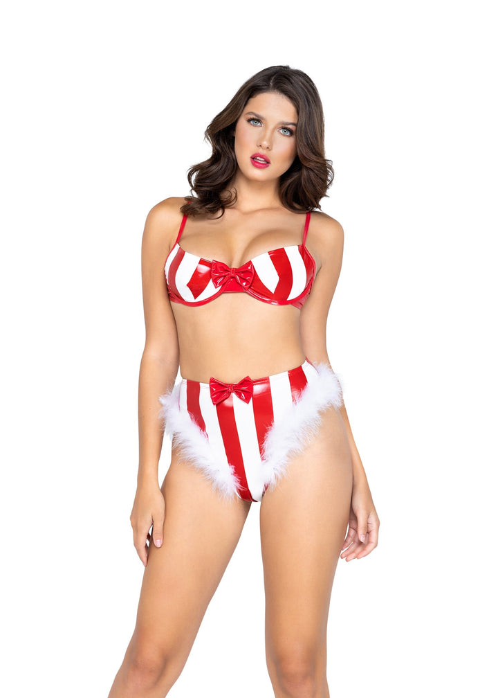 Candy Stripe Vinyl Bra and Panty Set