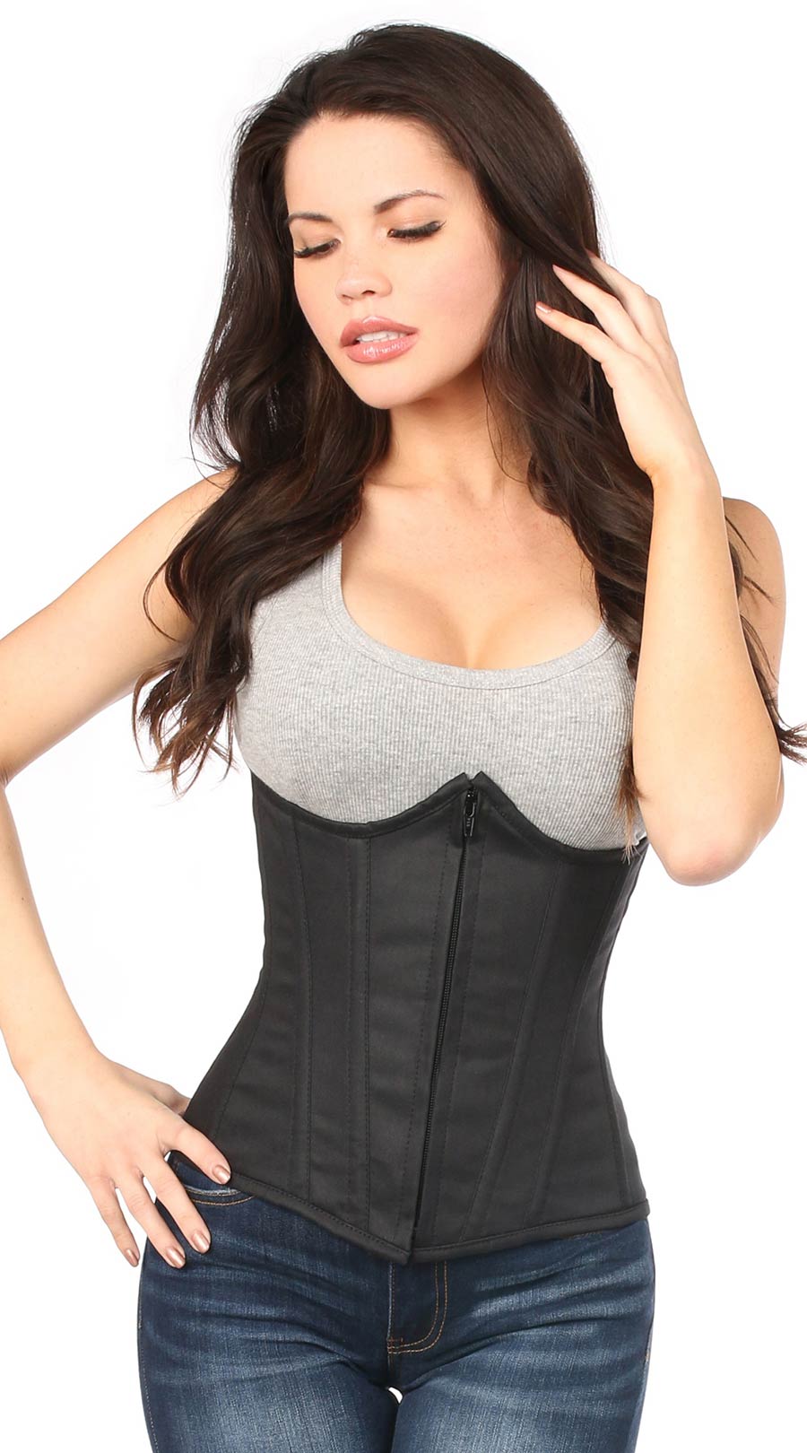 Cotton Underbust Corset in Black