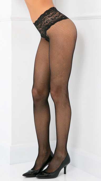 Lace Top Fishnet Pantyhose