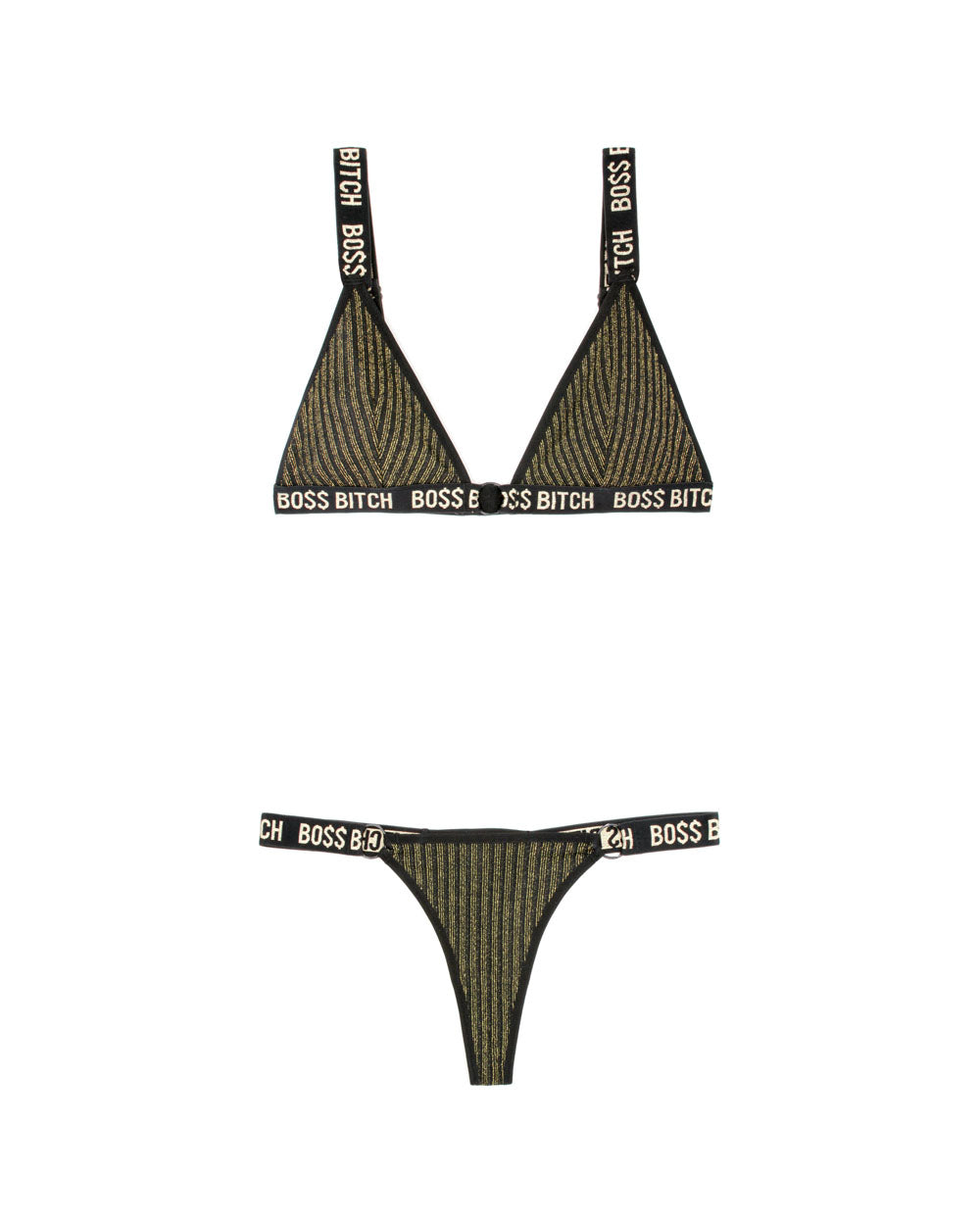 Metallic Rib Knit Bralette and Thong Set: Heat up the night in confidence and comfort!