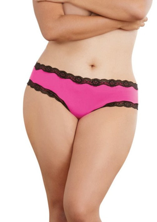 Hot Pink/Black Open Back Cheeky Panty - Upgrade Your Lingerie Game!