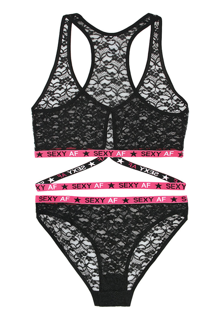 Stretch Lace Bralette with Keyhole Front & Matching Bikini Panty