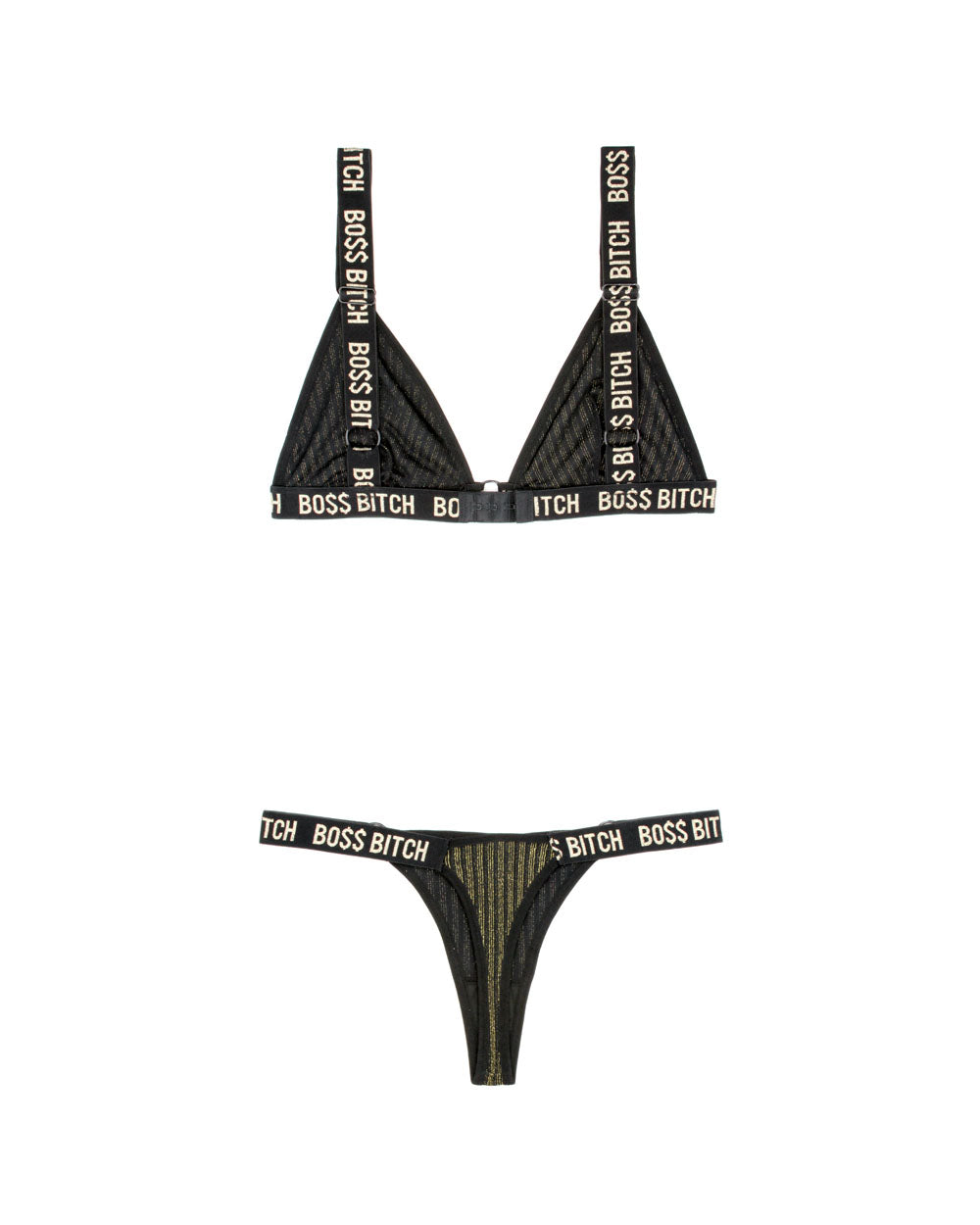 Metallic Rib Knit Bralette and Thong Set: Heat up the night in confidence and comfort!
