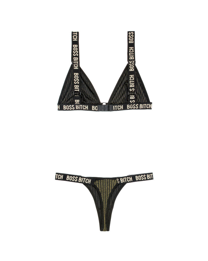 Metallic Rib Knit Bralette and Thong Set: Heat up the night in confidence and comfort!