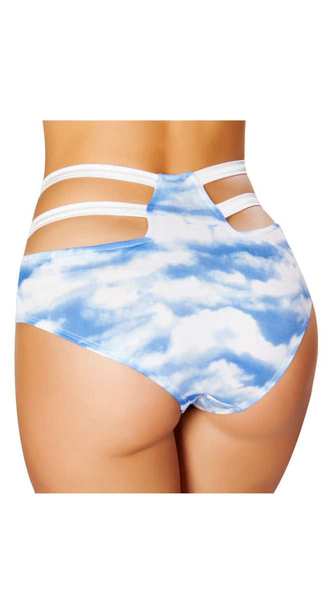 High-Waisted Strapped Shorts Clouds
