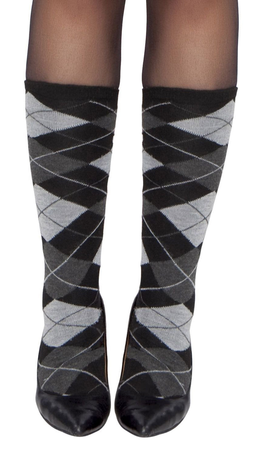 Grey Argyle Leg Warmer