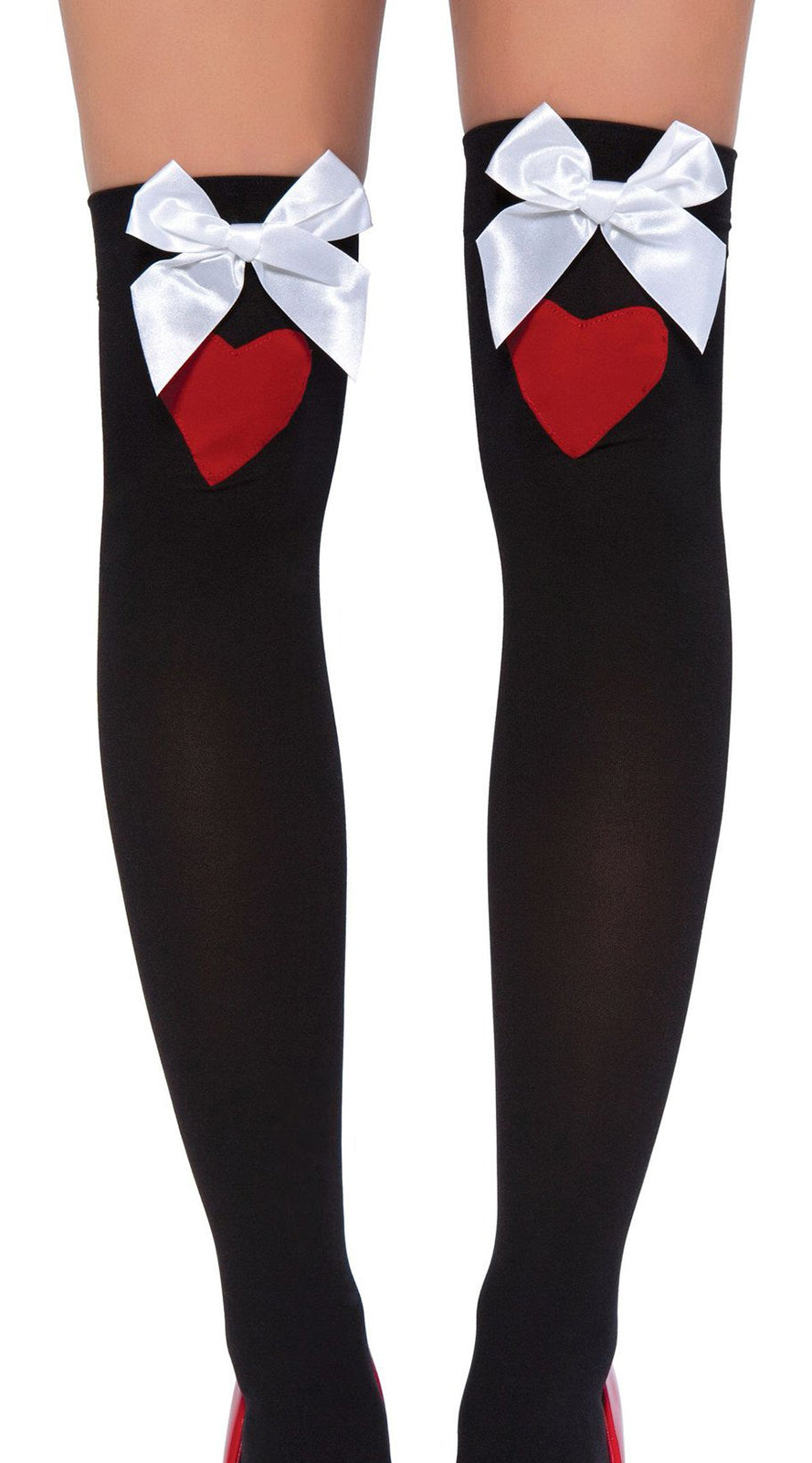 Heart Bow Thigh High Stockings
