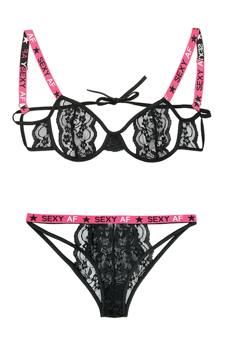 Stretch Lace Cutout Bra & Panty Set