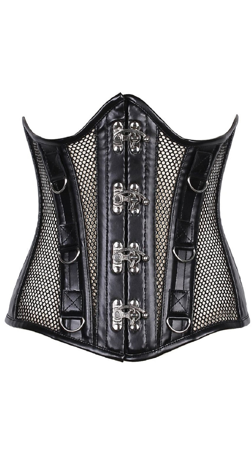 Steel Boned Fishnet Under Bust Corset