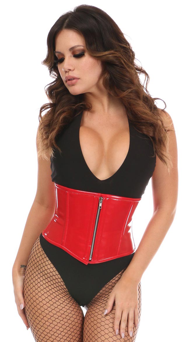 Patent Steel Boned Mini Cincher in Red