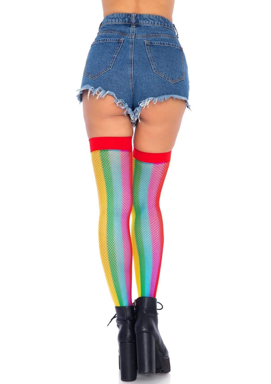 Vibrant Rainbow Striped Thigh Highs: Perfect for Pride or Summer Festivals!