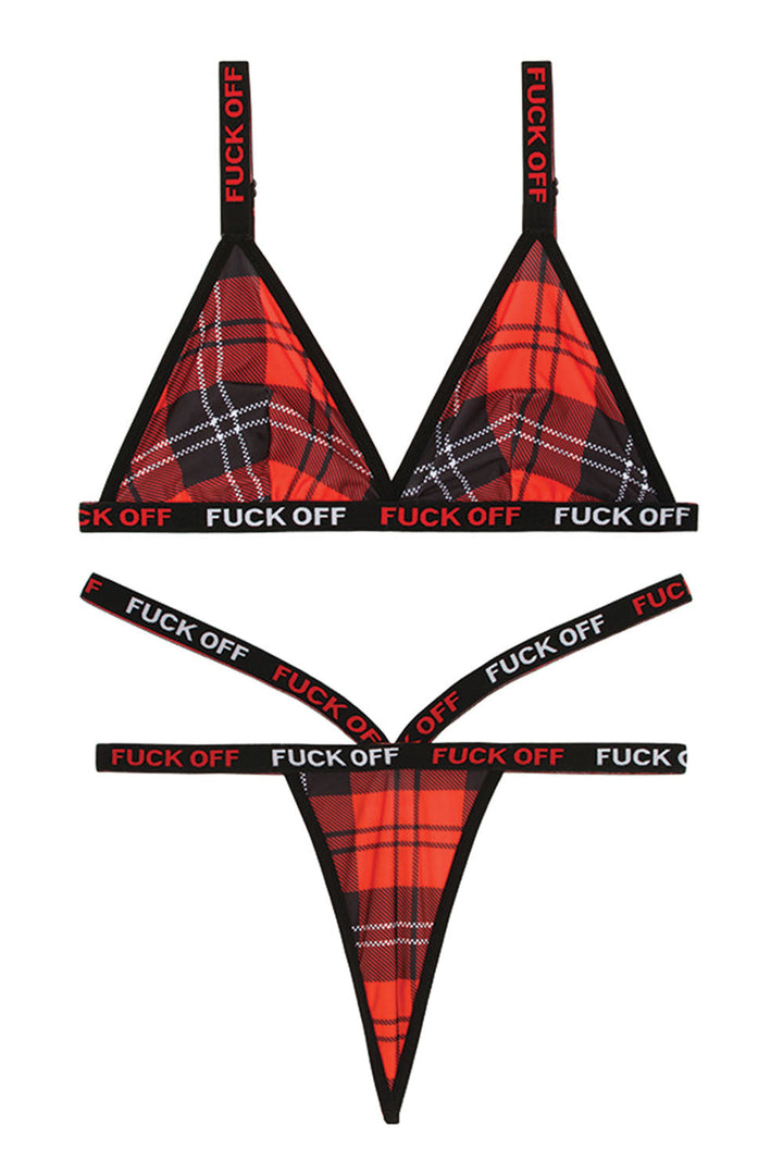Plaid Bralette & Caged Panty Set: Fierce & Fabulous Lingerie!