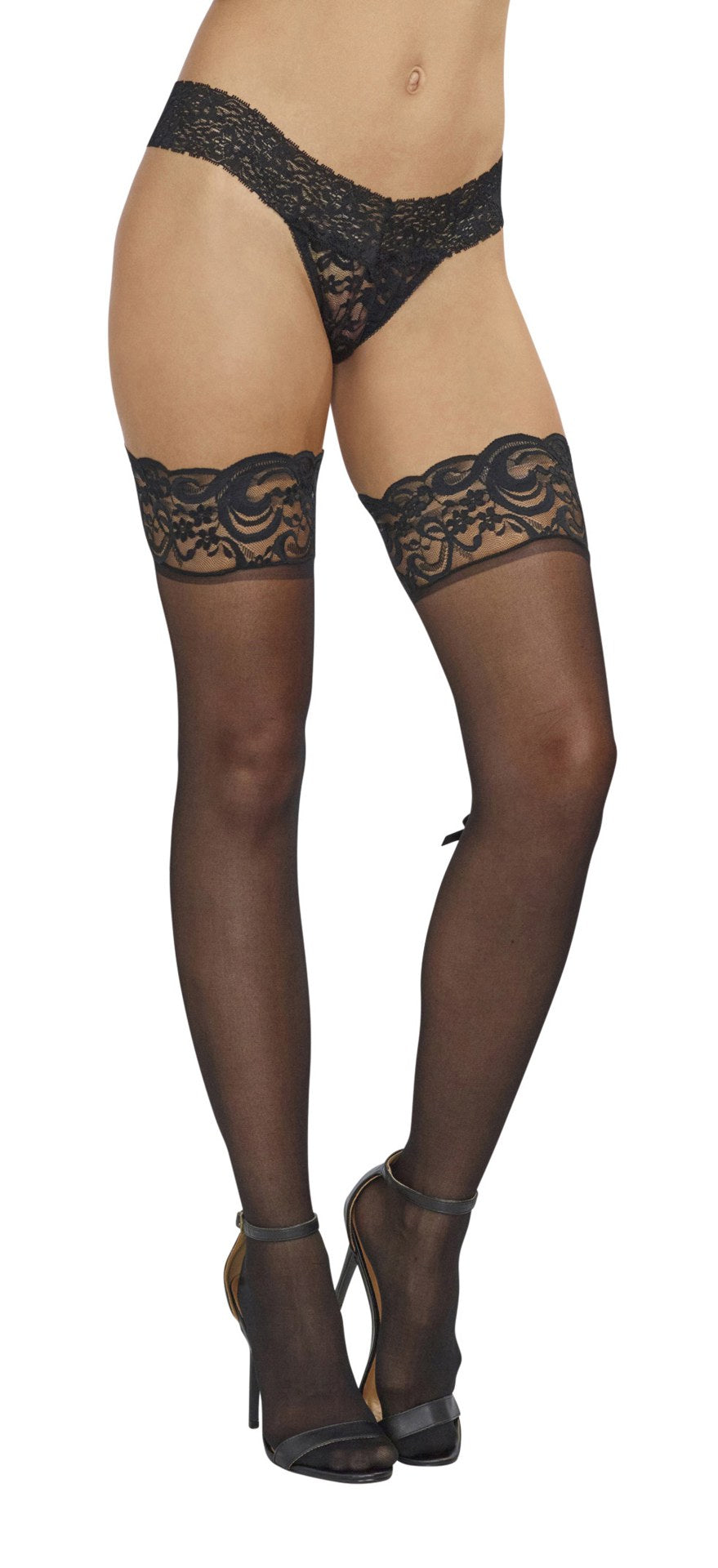 Gorgeous Back Seam Stockings with Silicone Lace Top Grips