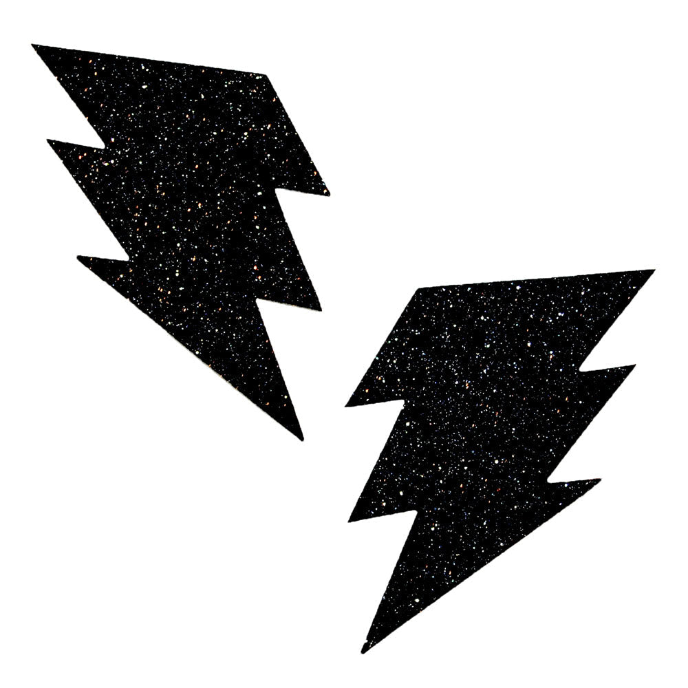 Glamorous Black Malice Lightning Bolt Nipztix - Sparkle and Shine with Confidence!