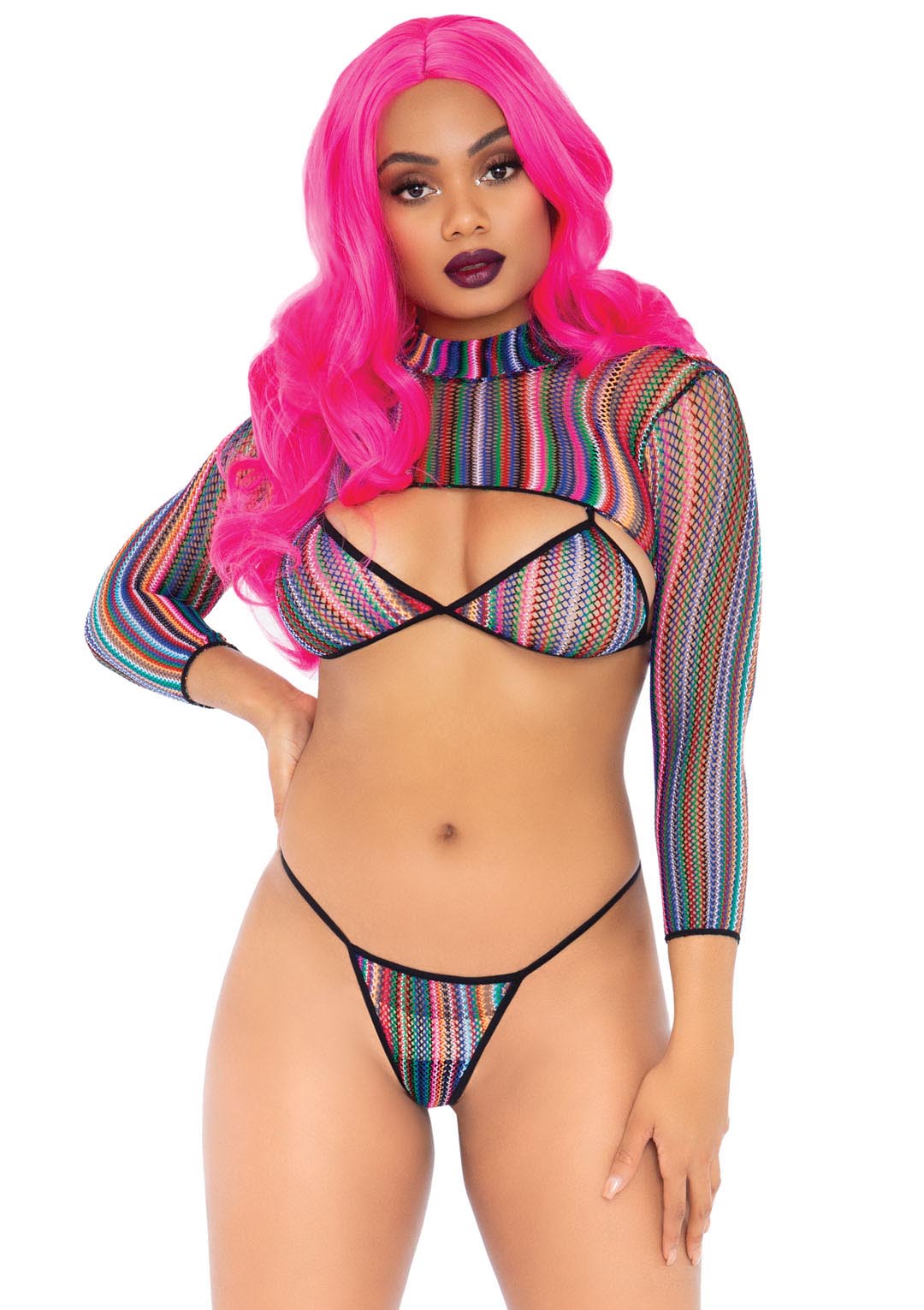 Fishnet Bikini Set: Sexy G-String & Crop Top