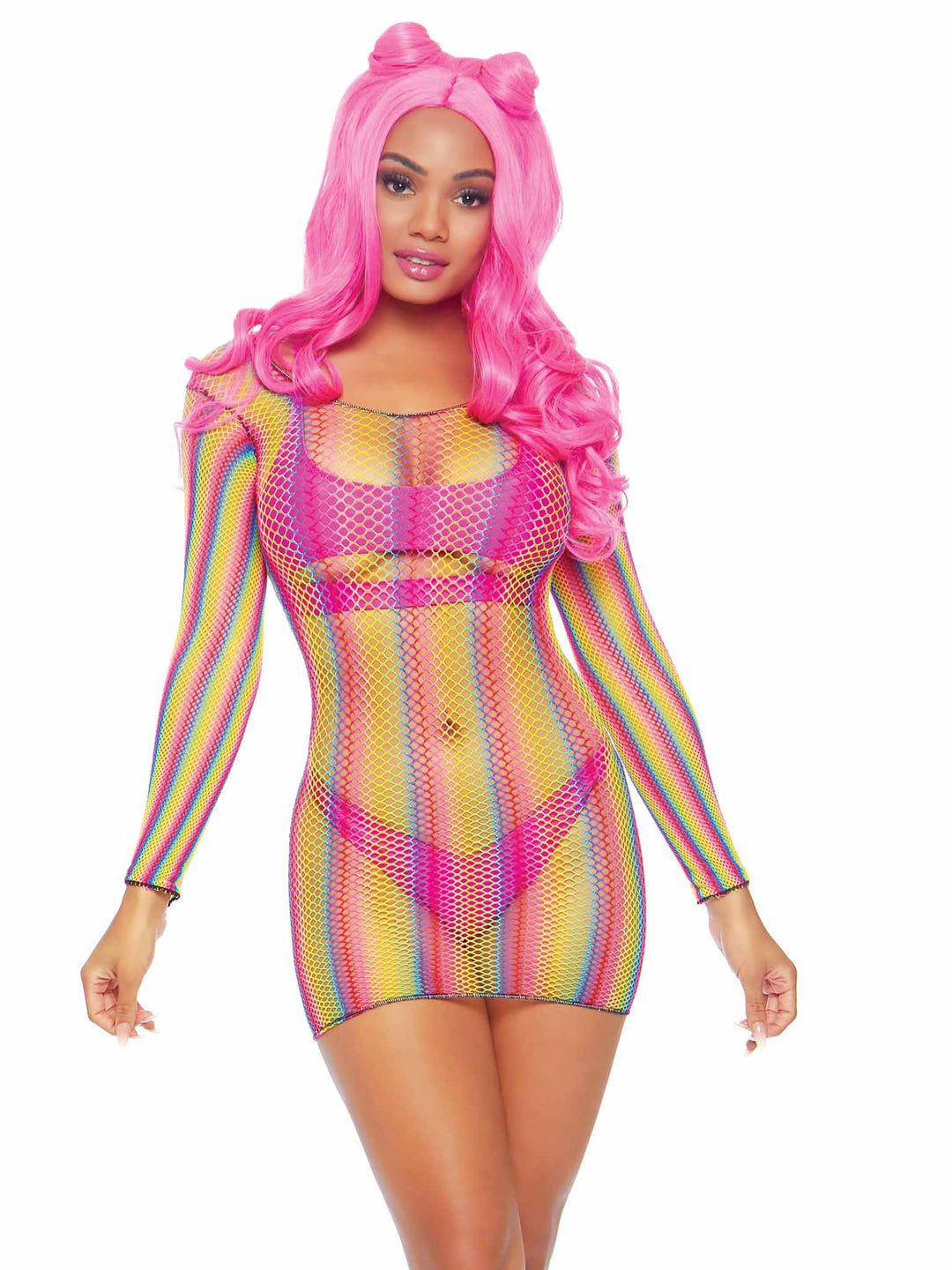 Not Sorry Rainbow Net Dress: Vibrant, Sexy, and Confidence-Boosting Lingerie!