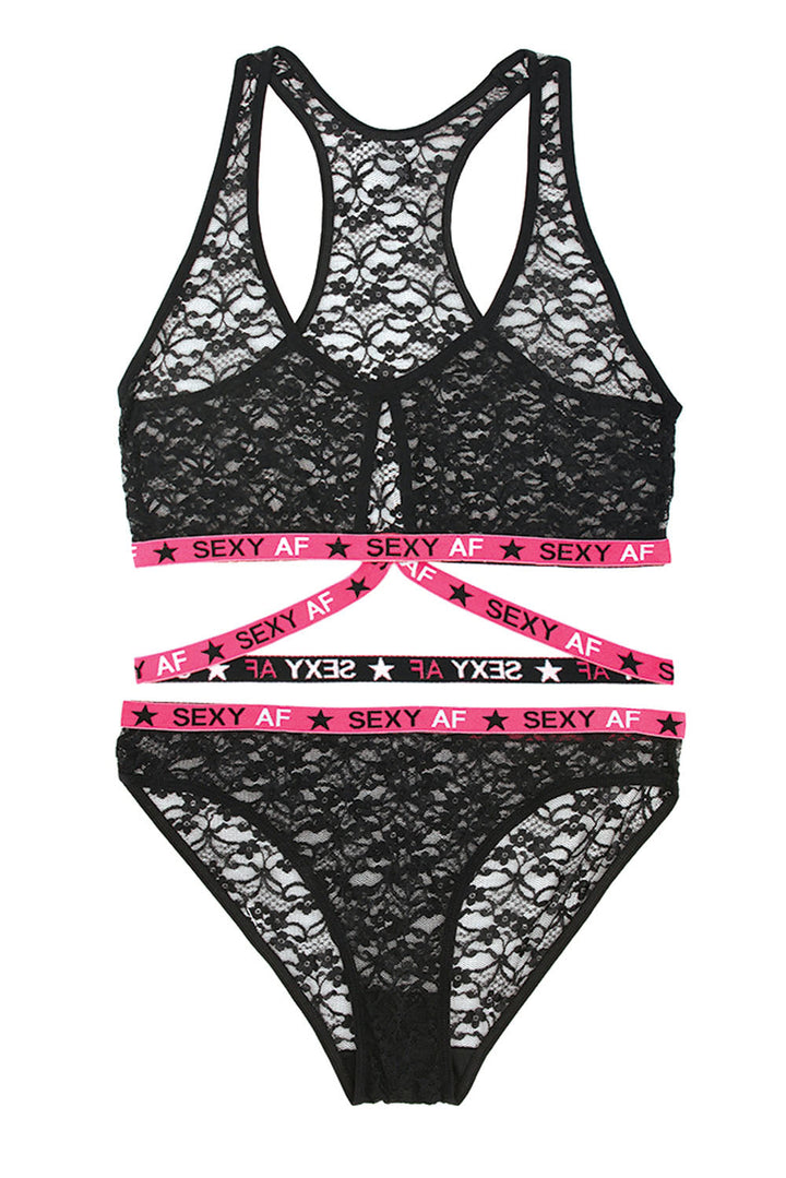 Stretch Lace Bralette with Keyhole Front & Matching Bikini Panty