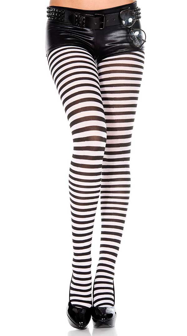 Striped Black & Fuchsia Tights