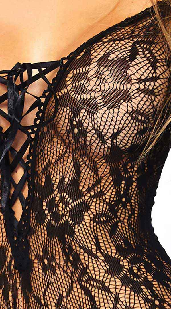 Lace Up Romper With Long Sleeves