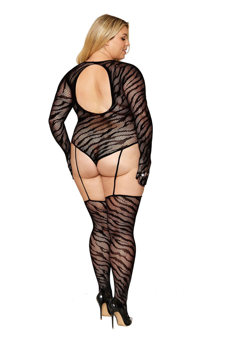 Zebra Fishnet Teddy Bodystocking: Unleash Your Wild Side!