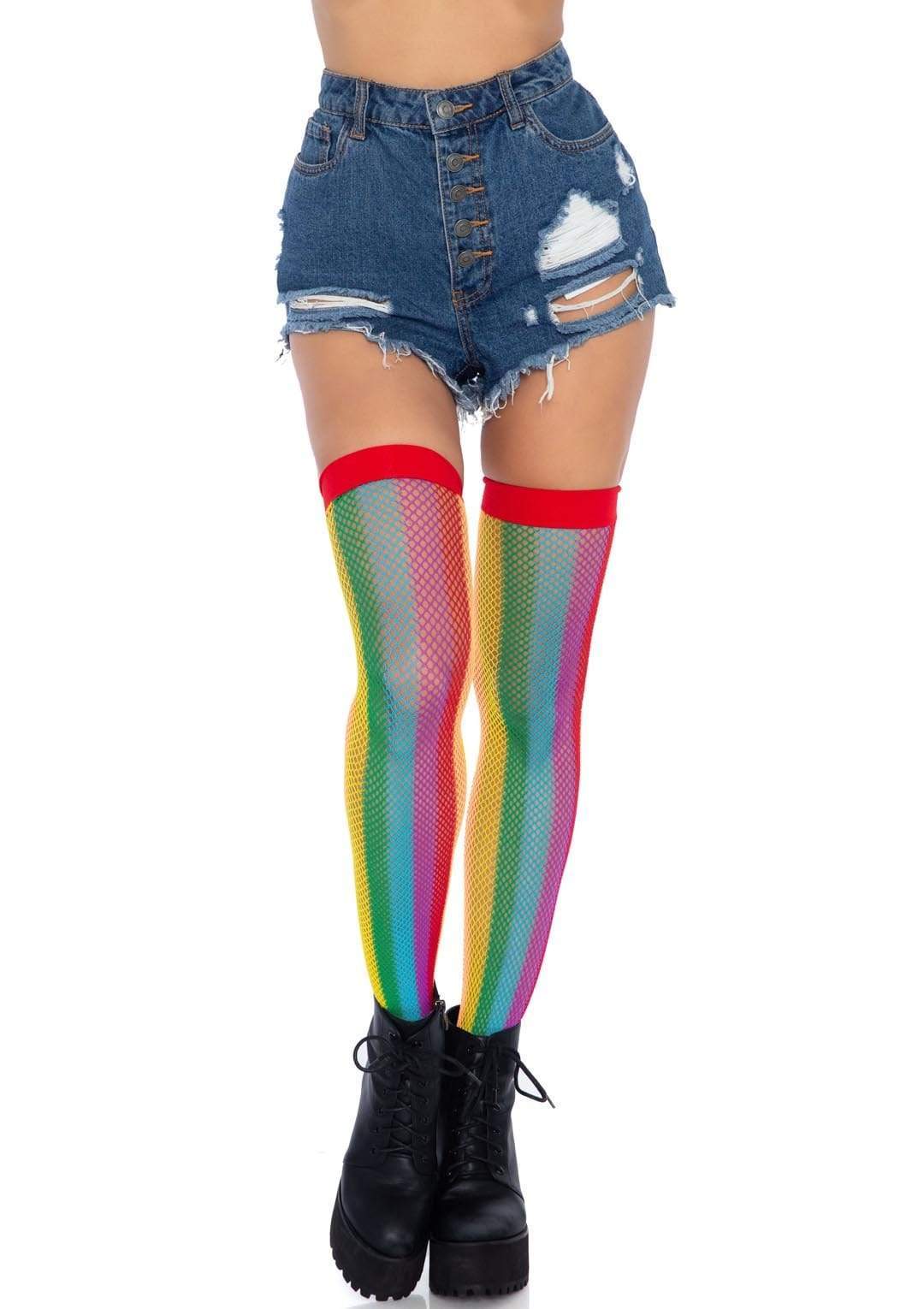 Vibrant Rainbow Striped Thigh Highs: Perfect for Pride or Summer Festivals!