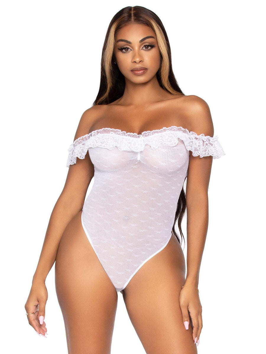 Lace Ruffle Snap Crotch Teddy