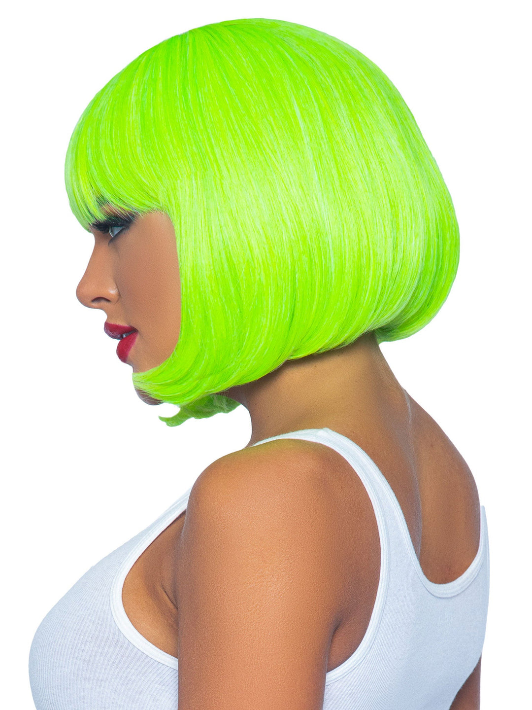 Neon Green Short Bob Wig - Vibrant and Playful Hair Accessory for Festivals and Halloween.