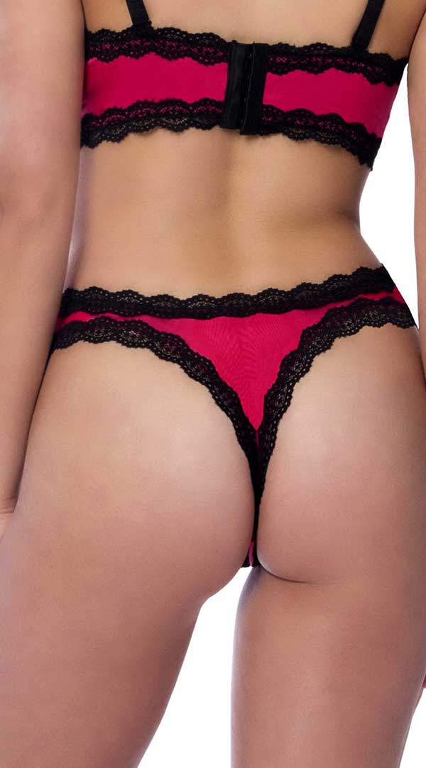 Satin Front High Leg Panty With Lace Edges and Mesh Back