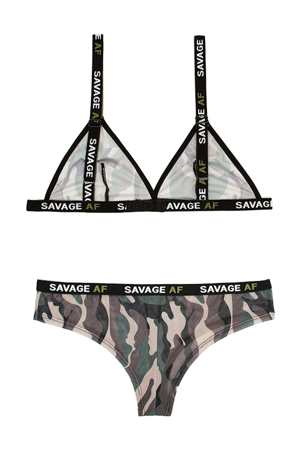 Camo Mesh Bralette & Cheeky Panty Set: Unleash Your Inner Savage!