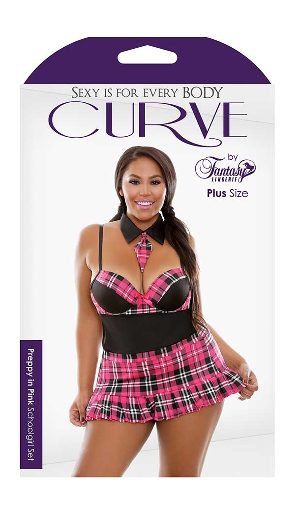 Curve Preppy in Pink Schoolgirl Set
