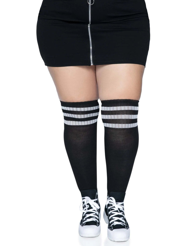 Kellee Plus Size Athletic Over Knee Socks: Sporty, Flirty, and Ultra Comfortable!