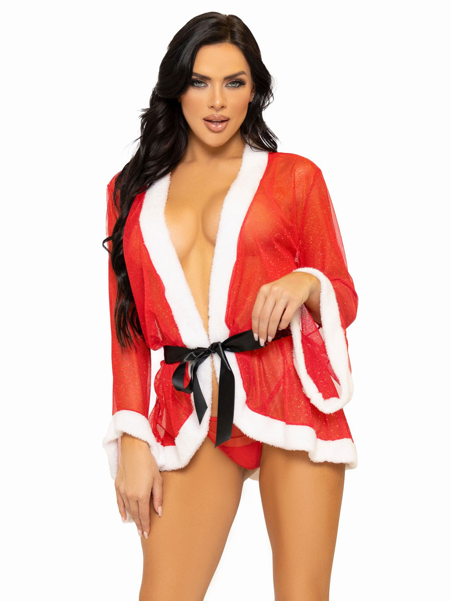 Three Piece Santa Robe and G-String Set